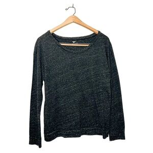 Stem Organic Cotton Long Sleeve Neutral Heather Grey Shirt Medium M